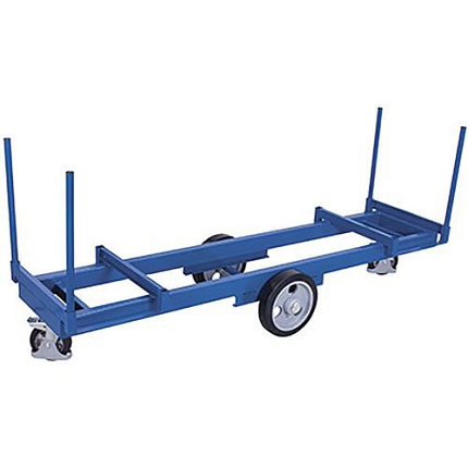 Vozík na dlouhý materiál, gumová kola, modrý