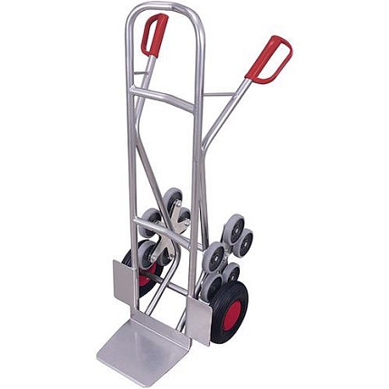 Hliníkový schodišťový rudl, do 200 kg, 61 x 70,5 x 131 cm, nafukovací kola