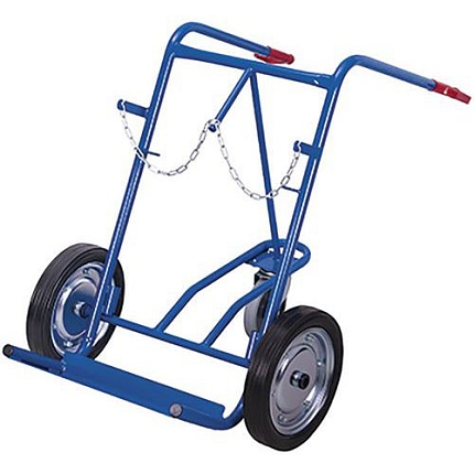 Rudl RU210 na 2 svařovací láhve s opěrným kolem, do 200 kg, s plnými koly, modrý