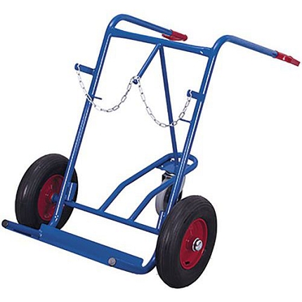 Rudl RU210 na 2 svařovací láhve s opěrným kolem, do 200 kg, s nafukovacími koly, modrý