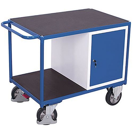Dílenský vozík se skříňkou a protiskluzovým povrchem, 119 x 70 x 93 cm, modrý