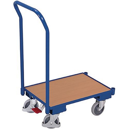 Plošinové vozíky Euro s madlem, do 250 kg, 10mm hrana, 74 x 41,5 x 100 cm