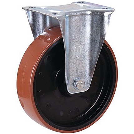 Polyuretanové pojezdové kolo s přírubou, 200 x 50 mm, kuličkové ložisko, pevné