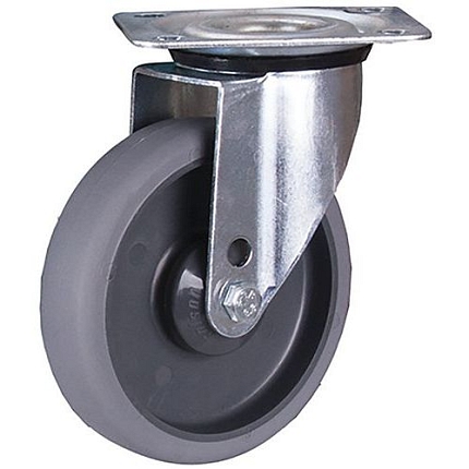 Termoplastické pojezdové kolo s přírubou, 125 x 30 mm, kuličkové ložisko, otočné