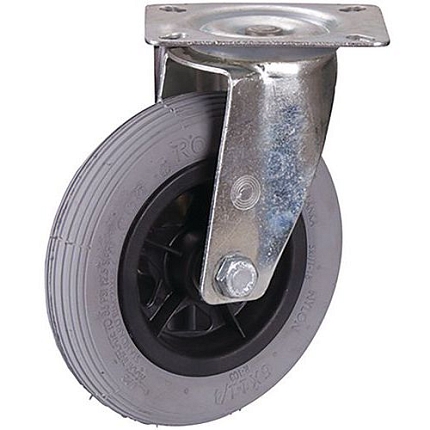 Nafukovací pojezdové kolo s přírubou, 150 x 30 mm, válečkové ložisko, otočné