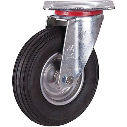 Nafukovací pojezdové kolo s přírubou, 200 x 50 mm, válečkové ložisko, otočné