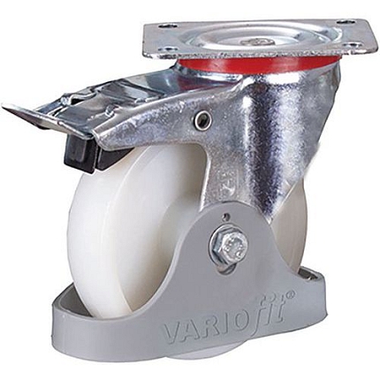 Polyamidové pojezdové kolo s přírubou, 150 x 40 mm, kuličkové ložisko, otočné s brzdou