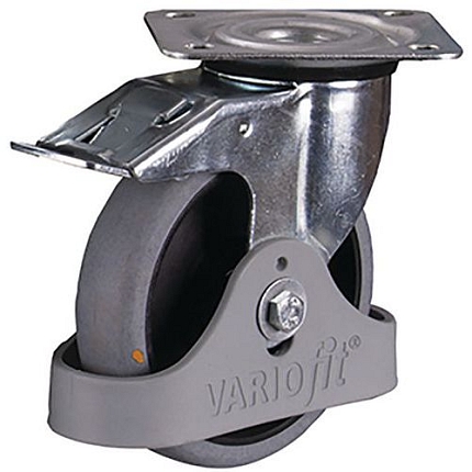 Termoplastické pojezdové kolo s přírubou ESD, 125 x 40 mm, kuličkové ložisko, otočné s brzdou