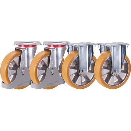 Příplatková výbava - Sada 2 pevných a 2 otočných kol, polyuretanová, 200 x 50 mm, 92° Shore A