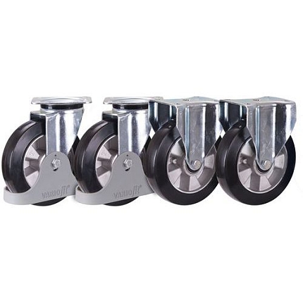 Příplatková výbava - Sada 2 pevných a 2 otočných kol, pryžová, 160 x 50 mm