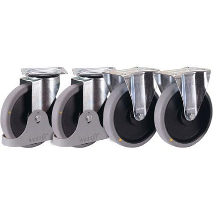 Příplatková výbava - Sada 2 pevných a 2 otočných kol, termoplastická ESD, 125 x 40 mm