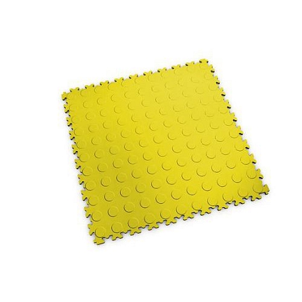 Zátěžová podlaha Fortelock Industry, dezén penízky, dlaždice, žlutá
