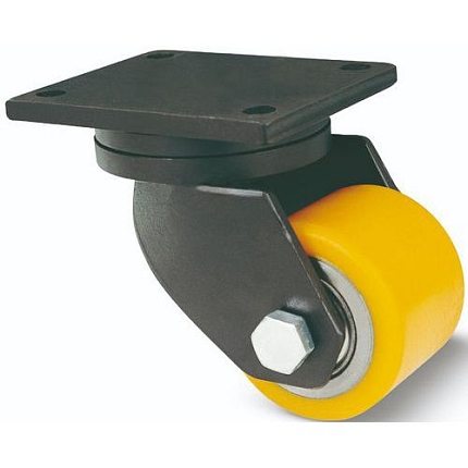 Polyuretanové transportní kolo s přírubou, průměr 82 mm, otočné, kuličkové ložisko