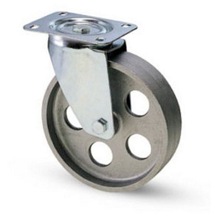 Litinové transportní kolo s přírubou, průměr 100 mm, otočné, kluzné ložisko