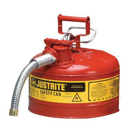 Bezpečnostní nádoba na hořlaviny Justrite s hadicí, červená, 7,5 l