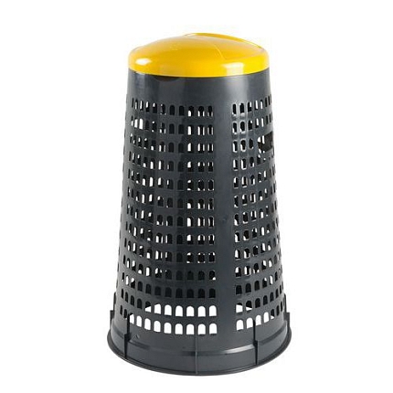 Stojan Element na odpadkové pytle s víkem, šedý/žlutý