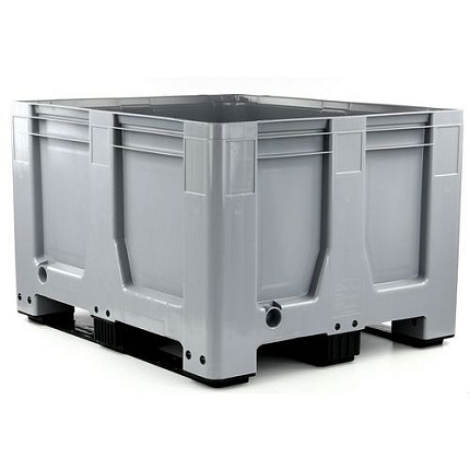 Paletový kontejner MaxiLog, 3 ližiny, 610 l, šedý