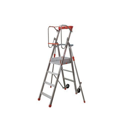 Pojízdný hliníkový plošinový žebřík Facal s držákem, 4 stupně