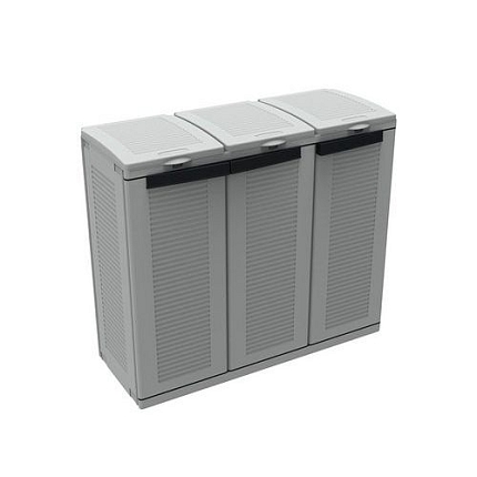 Plastová skříň ECO LINE 3 na třídění odpadu, objem 3 x 110 l, šedá