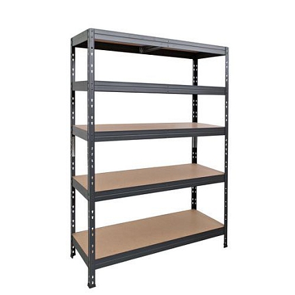 Kovový regál Rapid 3, 180 x 120 x 45 cm, 250 kg/police, 5 dřevovláknitých HDF polic, antracit - Manutan Expert