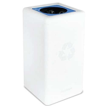 Kulatý odpadkový koš BrickBin 65 l na papír bílý/modrý