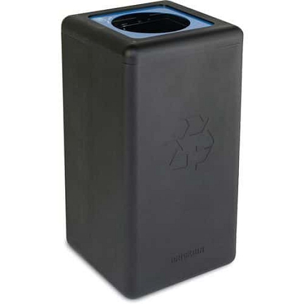 Kulatý odpadkový koš BrickBin 65 l na papír černý/modrý