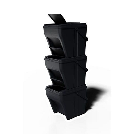 Sada 3 ks plastových odpadkových košů ECOset na tříděný odpad, objem 3 x 25 l