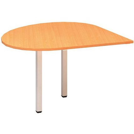 Stolová přístavba Alfa 200 s bílým podnožím, 120 x 120 x 74,2 cm, kapka, pravé provedení, dezén buk Bavaria