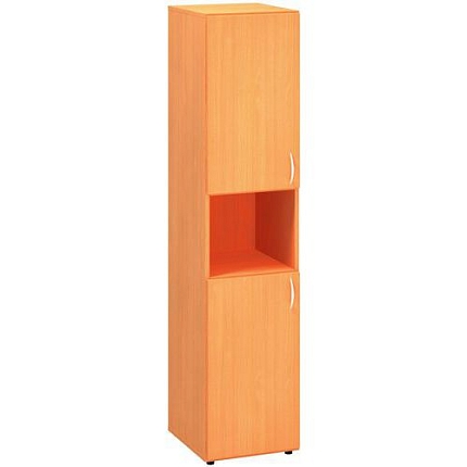 Vysoká úzká skříň Alfa 500, 178 x 40 x 47 cm, s nikou a dvířky - levé provedení, dezén buk Bavaria