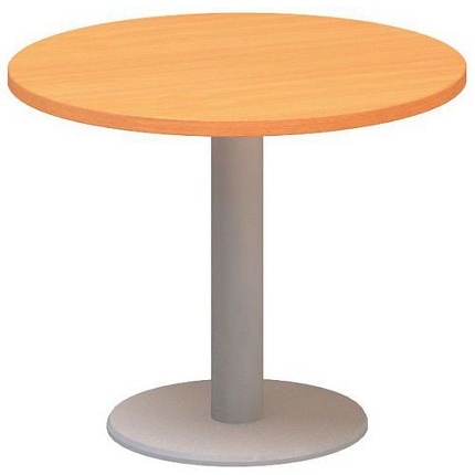 Kruhový konferenční stůl Alfa 400 s šedým podnožím, 70 x 50,7 cm, dezén buk Bavaria