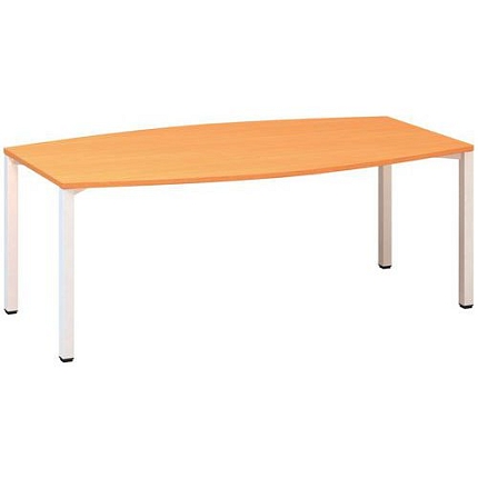 Konferenční stůl Alfa 420 s bílým podnožím, 200 x 110 x 74,2 cm, dezén buk Bavaria