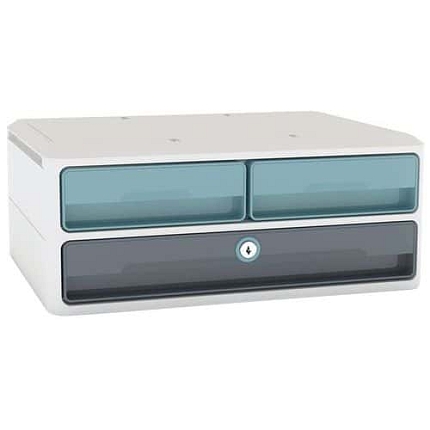 Zásuvkový modul CEP Moov'up, 3 zásuvky, modrá/šedá