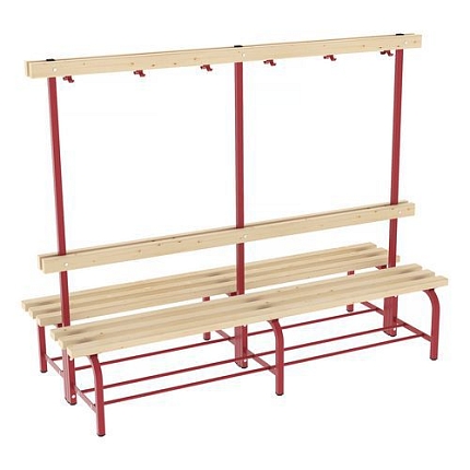 Lavice Zora s věšákovou stěnou, oboustranná, 200 cm, červená