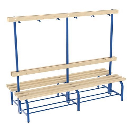 Lavice Zora s věšákovou stěnou, oboustranná, 200 cm, modrá