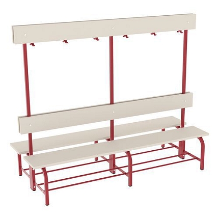 Lavice Eda s věšákovou stěnou, oboustranná, 200 cm, červená