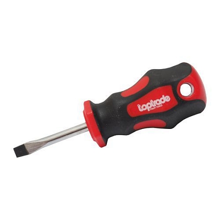 TOPTRADE šroubovák plochý, krátký, magnetický, S2, 5 x 38 mm