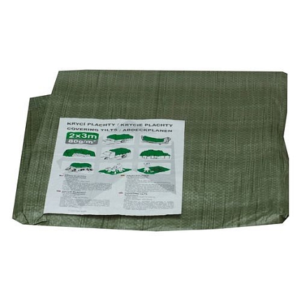 TOPTRADE plachta krycí, zelená, s kovovými oky, 3 x 5 m, standard