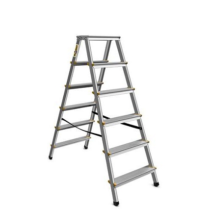 Hliníkové schůdky Verona BY s plošinou, oboustranné, 2 x 6 stupňů