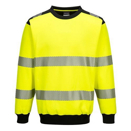 Mikina s výstřihem ke krku PW3 Hi-Vis, černá/žlutá, vel. XXL