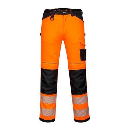 Dámské stetchové pracovní kalhoty PW3 Hi-Vis, černá/oranžová, normální, vel. 28