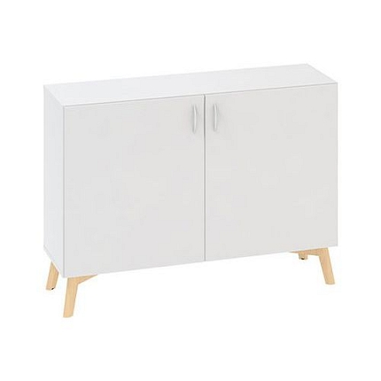 Nízká skříň Alfa Root s dvířky, 1 police, 120 x 47 x 88,7 cm, bílá