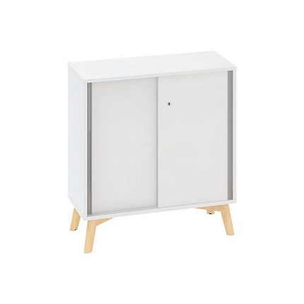 Nízká skříň Alfa Root s posuvnými dvířky, 1 police, 80 x 45 x 88,7 cm, bílá