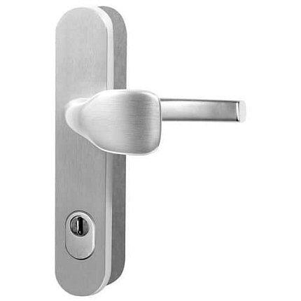 Hliníkové bezpečnostní kování R101, madlo/klika s překrytím vložky, PZ.72, TB3, stříbrný elox