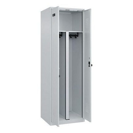 Šatní skříňka 2 oddíly, dvoukřídlá, Evolo Plus New, šedá, otočný uzávěr