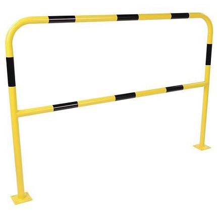 Kovová zábrana Manutan Expert, délka 150 cm, žlutá/černá, průměr 38 mm