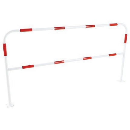 Kovová zábrana, délka 200 cm, průměr 38 mm, bílá/červená - Manutan Expert