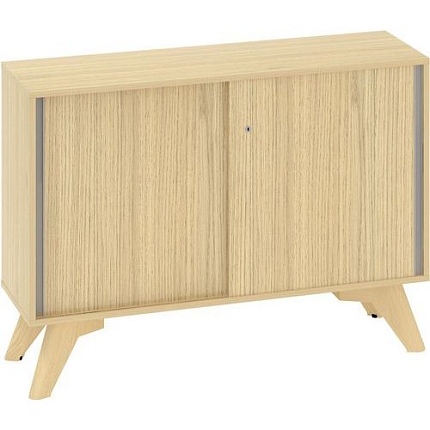 Nízká skříň Alfa Root s posuvnými dvířky, 1 police, 120 x 45 x 88,7 cm, dub