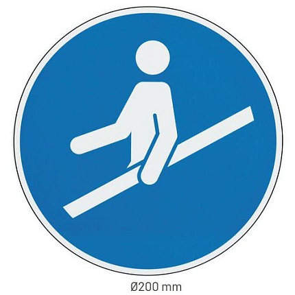 Příkazové značení Manutan Expert - Použijte zábradlí, hliník, 200 mm