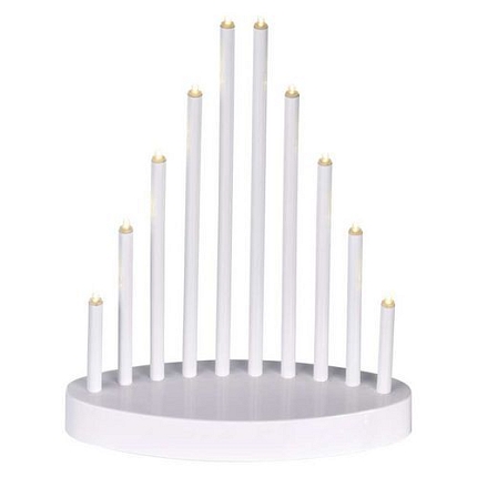 LED svícen bílý, 24,5 cm, 3xAA, vnitřní, teplá bílá, časovač