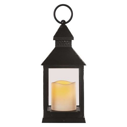 LED dekorace - lucerna antik černá blikající, 3xAAA, vnitřní, vintage, časovač